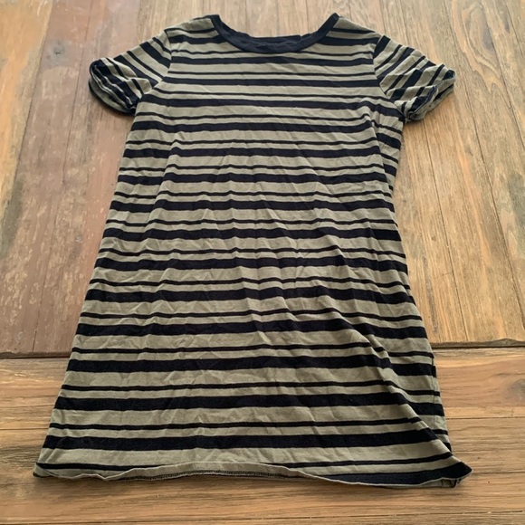 Forever 21 Dresses & Skirts - Forever 21 Green and Black Striped Short Sleeve Mini T Shirt Dress